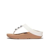 Fitflop Women's Fino Mirror-Dome Leather Toe-Post Sandals, Blanc urbain, 38.5 EU