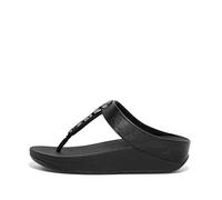 Fitflop Women's Fino Stone Trim Toe-Post Sandals, tout noir, 37 EU