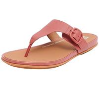 Fitflop Women's Gracie Rubber-Buckle Leather Toe-Post Sandals Flat, Dusky Red, 43 EU