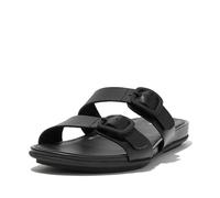 Fitflop Women's Gracie Rubber-buckle Two-bar Leather Slides Sandal, tout noir, 36 EU