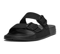 Fitflop Femme Iqushion Two-Bar Buckle Slides Sandale Plate, Tout Noir, 36 EU