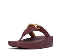 Fitflop Women's Lulu Chunky-Snaffle Leather Toe-Post Sandals, Deep Maroon, 38.5 EU