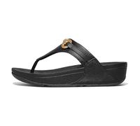 Fitflop Women's Lulu Chunky-Snaffle Leather Toe-Post Sandals, Noir, 37.5 EU