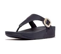 Fitflop Women's Lulu Crystal-Buckle Leather Toe-Post Sandals, bleu marine, 37.5 EU