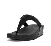 FitFlop Women's Lulu Crystal Embellished Toe-Post Sandal, All Black - 8.5