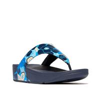 Fitflop Women's Lulu Flowerz Leather Toe-Post Sandals, bleu marine, 36 EU
