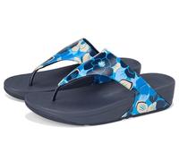 Fitflop Women's Lulu Flowerz Leather Toe-Post Sandals, bleu marine, 37 EU