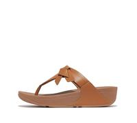 Fitflop Women's Lulu Folded-Knot Leather Toe-Post Sandals, Beige sable, 41 EU