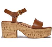 FitFlop Platfforms Sandales compensées en cuir et liège avec sangle de cheville pour femme, Bronzage profond, 39 EU