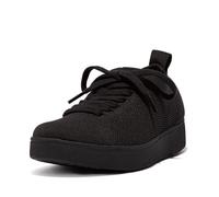 FitFlop Women's Rally E01 Multi-Knit Trainer, All Black, Size 9