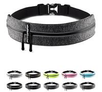 Fitgriff® Ceinture Running - Banane Porte Telephone Sport (pour Tous Smartphones) - pour Course a Pied, Jogging, Sport - Femme et Homme (Grey, 85-120cm Tour de Taille)