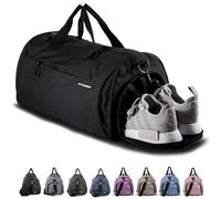 Fitgriff® Sac de Sport - Femmes et Hommes - avec Compartiment à Chaussures et Humide - Sac à Main pour Voyage, Sac de Gym, Fitness, Workout (Full Black, 58 x 31 x 31 cm (Medium))