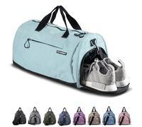 Fitgriff® Sac de Sport Homme & Femme V1 - Sacs de Voyage avec Compartiments Chaussures et Humide, pour Gym, Fitness, Weekend - Duffel Bag (Cyan, 48 x 26 x 25 cm (Small))