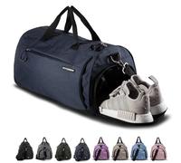 Fitgriff® Sac de Sport Homme & Femme V1 - Sacs de Voyage avec Compartiments Chaussures et Humide, pour Gym, Fitness, Weekend - Duffel Bag (Navy Blue, 48 x 26 x 25 cm (Small))