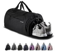 Fitgriff® Sac de Sport Homme & Femme V1 - Sacs de Voyage avec Compartiments Chaussures et Humide, pour Gym, Fitness, Weekend - Duffel Bag (Full Black, 48 x 26 x 25 cm (Small))
