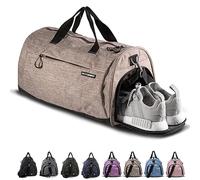 Fitgriff® Sac de Sport Homme & Femme V1 - Sacs de Voyage avec Compartiments Chaussures et Humide, pour Gym, Fitness, Weekend - Duffel Bag (Sand, 48 x 26 x 25 cm (Small))