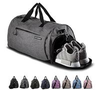 Fitgriff® Sac de Sport Homme & Femme V1 - Sacs de Voyage avec Compartiments Chaussures et Humide, pour Gym, Fitness, Weekend - Duffel Bag (Grey, 48 x 26 x 25 cm (Small))
