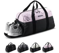 Fitgriff® Sac de Sport Homme & Femme V2 - Sacs de Voyage avec Compartiments Chaussures et Humide, pour Gym, Fitness, Musculation, Weekend (Noir/Rose, 47 x 25 x 27 cm (Small))