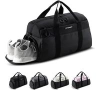 Fitgriff® Sac de Sport Homme & Femme V2 - Sacs de Voyage avec Compartiments Chaussures et Humide, pour Gym, Fitness, Musculation, Weekend (Noir Intégral, 47 x 25 x 27 cm (Small))