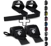 Fitgriff® Sangle de Tirage + Bande Poignet Musculation (1 Lot) - Accessoires pour Fitness, Gym et Haltérophilie (Black Original)