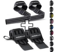 Fitgriff® Sangle de Tirage + Bande Poignet Musculation (1 Lot) - Accessoires pour Fitness, Gym et Haltérophilie (Grey)