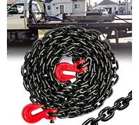 FITHOIST Chaîne de reliure de transport G80 de 1,6 cm x 6,1 m | Chaîne de remorquage avec crochets de chape | Charge de travail sûre de 2,2 kg | Chaîne robuste pour le transport de remorquage