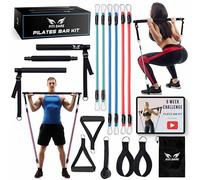 FITI DARE Kit de Barre de Pilates Portable avec Bande de résistance réglable (25, 30, 35 kg) | Équipement d'entraînement à Domicile pour Femmes et Hommes de Toutes Tailles | Ensemble de Bandes de