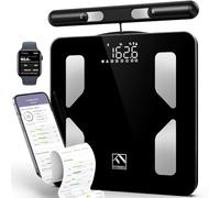 FITINDEX Balance de composition corporelle pour poids corporel, 8 électrodes intelligentes avec IMC, graisse corporelle, masse musculaire, 50 mesures de composition, Bluetooth