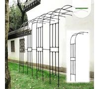 Fitlin Arche de Jardin en métal avec Support for Plantes grimpantes et vignes - Treillis Mural extérieur Facile à Monter(Black,150 * 240Cm/4.9 * 7.9Ft)