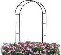Fitlin Arche de Jardin en métal résistante aux intempéries, pergola en Treillis, Arche for Plantes grimpantes de 1,4 m de Large(White,W2.4M*H2.2M)