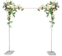 Fitlin Arche de Jardin Florale réglable en métal for cérémonie de Mariage, Blanche, carrée de 2 m, avec Support de Base, idéale for Les événements en Plein air(White,3m)