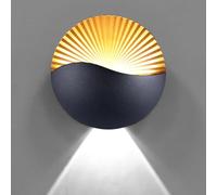 Fitlin Creative LED Wall Sconce Lights, Up Down Aluminium Waterproof IP65 Lamp,Indoor Outdoor for Bedroom Living Room Bathroom Porch Hallway Stairs(Black-white,1PCS-7W(85-265V))