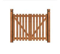 Fitlin Portail extérieur en Bois à Double Ouverture for clôture de Cour, Couleur Bois de Teck, élégant Cadre en Arche, cloison de Protection(Brown-c,117x100cm)