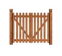 Fitlin Portail extérieur en Bois à Double Ouverture for clôture de Cour, Couleur Bois de Teck, élégant Cadre en Arche, cloison de Protection(Brown-b,117x100cm)
