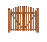 Fitlin Portail extérieur en Bois à Double Ouverture for clôture de Cour, Couleur Bois de Teck, élégant Cadre en Arche, cloison de Protection(Brown-d,155x100cm)