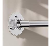 Fitlin Tringle de penderie et de Rideau de Douche réglable for Murs inclinés - Barre de Suspension en métal avec 2 Brides for buanderie/véhicule de Camping(Silver,100-155cm (39"-61"))