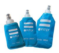 FITLY FLASKS Combo - 3 flasques souples pour hydratation pendant la course à pied, la randonnée, le cyclisme, l'escalade - Bouteilles d'eau pliables (5-95-150-250-400ml) - Bleu