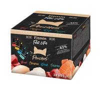 FITMIN For Life Cat Pouch Multipack 24x85g avec du bœuf, du canard, du poulet et du saumon en sauce