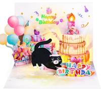 FitmiteCards Cartes d'anniversaire, motif chat mignon, musique, lumières et bougie soufflante, carte d'anniversaire amusante pour femme, homme, amoureux des chats, maman ou papa, chat miaou