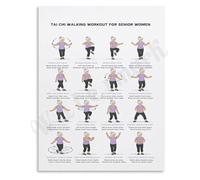 Fitness and Tai Chi Guide Womens Walking Training Chart Exercise Routine Wall Art for Home Gym or Studio(Unframed,12x18inch(30x45cm))