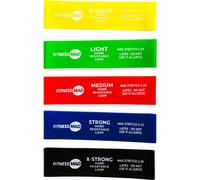 Fitness Mad - Bande de résistance (pack de 5) MQ852 (9 cm x 2 cm) (jaune/vert/rouge/bleu/noir)