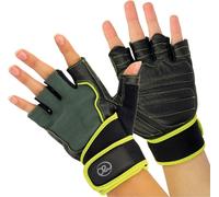 Fitness Mad - Gants d'entraînement d'haltérophilie pour hommes, cuir RD2096 (M) (Noir/vert fluo)
