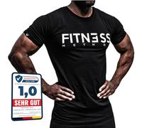 Fitness Method, T-Shirt de Sport pour Homme, Coupe Slim et de Haute qualité, col Rond et cintré, entraînement et Loisirs, Gym & Casual Workout Homme, 95% Coton, 5% élasthanne M Schwarz-Weiß