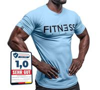 Fitness Method, T-shirt de sport pour homme, coupe slim et de haute qualité, col rond et cintré, entraînement et loisirs, gym & Casual Workout homme, 95 % coton, 5 % élasthanne XL Ice-Blue