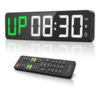Fitness Minuteur 15'' Grand Horloge Murale Numérique à LED,Timer D'intervalle avec Chronomètre,Compte à Rebours/Haut,Volume Réglable,Télécommande,Minuteur de Sport （Blanc）