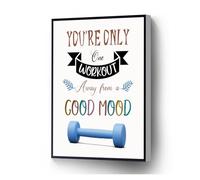 Fitness Motivational Poster, One Workout From A Good Mood Canvas Print, Positive Energy Wall Decor for Exercise Room(Unframed,16x24inch(40x60cm))