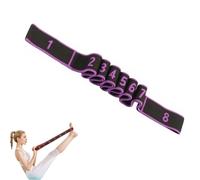 Fitness Resistance Band for Stretching and Yoga - 8 Section Elastic Stretch Strap with Numbered Resistance Bands and Handles for Full Body Exercise & Flexibility Training (Purple)