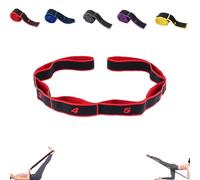 Fitness Resistance Band for Stretching and Yoga, Adjustable Multi-Loop Stretch Strap for Flexibility, Mobility, Pilates, Dance and Gentle Home Exercise (Red)