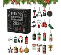 Fitness Theme Christmas Calendar - Acrylique 2D Ornement, Sport Equipment Design, Festive Décorative Countdown Display | 24-Day Holiday For Gym Wall Window Home Winter Party Decor