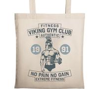 Fitness Viking Gym Club Authentic No Pain No Gain Extreme Fitness Naturel Ecologique Sac fourre-tout en coton Beige